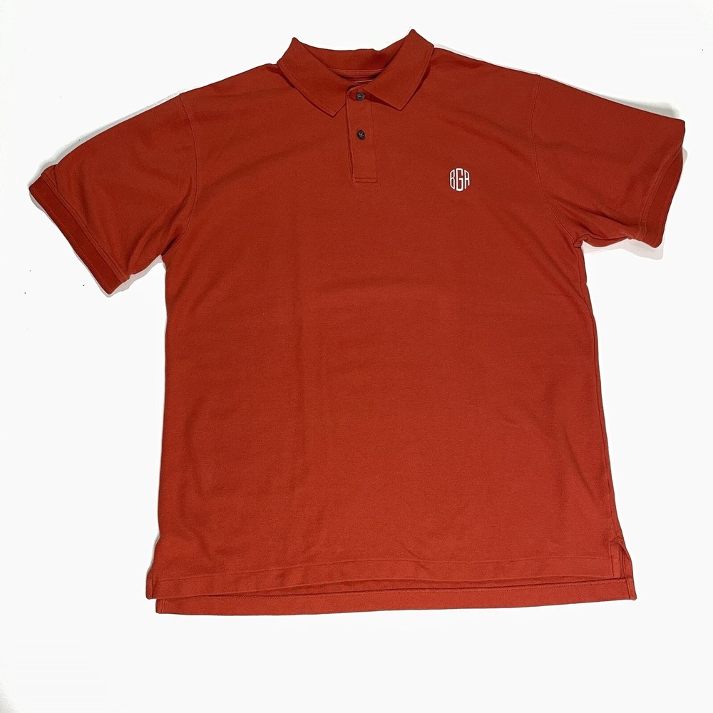 L.L. Bean Polo Shirt Mens L Orange Cotton Short Sleeve Classic Fit Casual Golf